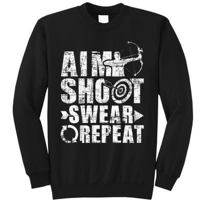 Aim Shoot Swear Repeat Bow Arrow Archery Archer Bowhunter Sweatshirt