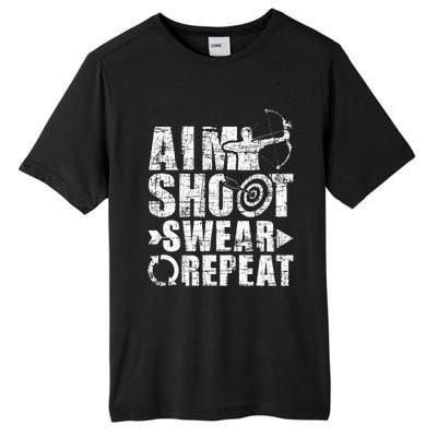 Aim Shoot Swear Repeat Bow Arrow Archery Archer Bowhunter Tall Fusion ChromaSoft Performance T-Shirt