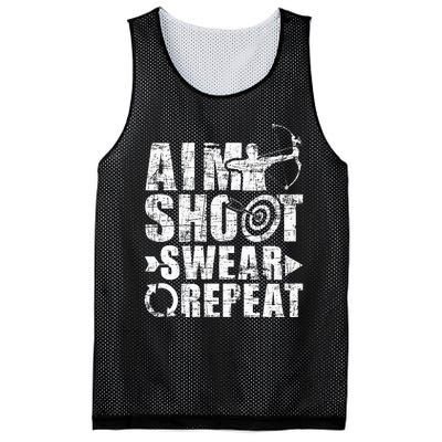 Aim Shoot Swear Repeat Bow Arrow Archery Archer Bowhunter Mesh Reversible Basketball Jersey Tank