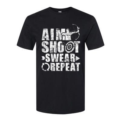 Aim Shoot Swear Repeat Bow Arrow Archery Archer Bowhunter Softstyle CVC T-Shirt