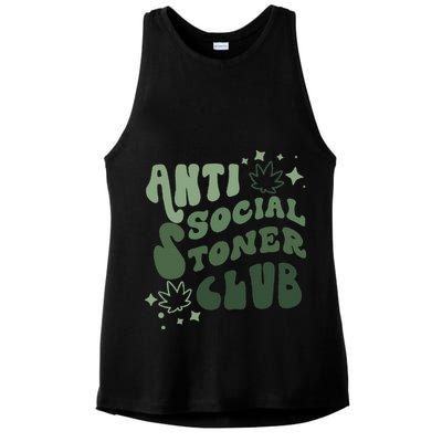 Anti Social Stoner Club Funny Weed Quote Smoking Ladies PosiCharge Tri-Blend Wicking Tank