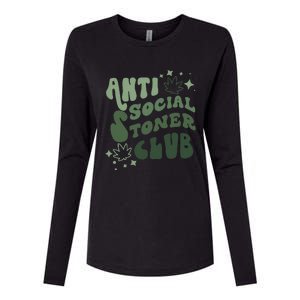 Anti Social Stoner Club Funny Weed Quote Smoking Womens Cotton Relaxed Long Sleeve T-Shirt