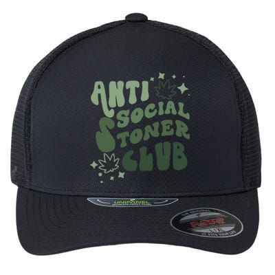 Anti Social Stoner Club Funny Weed Quote Smoking Flexfit Unipanel Trucker Cap