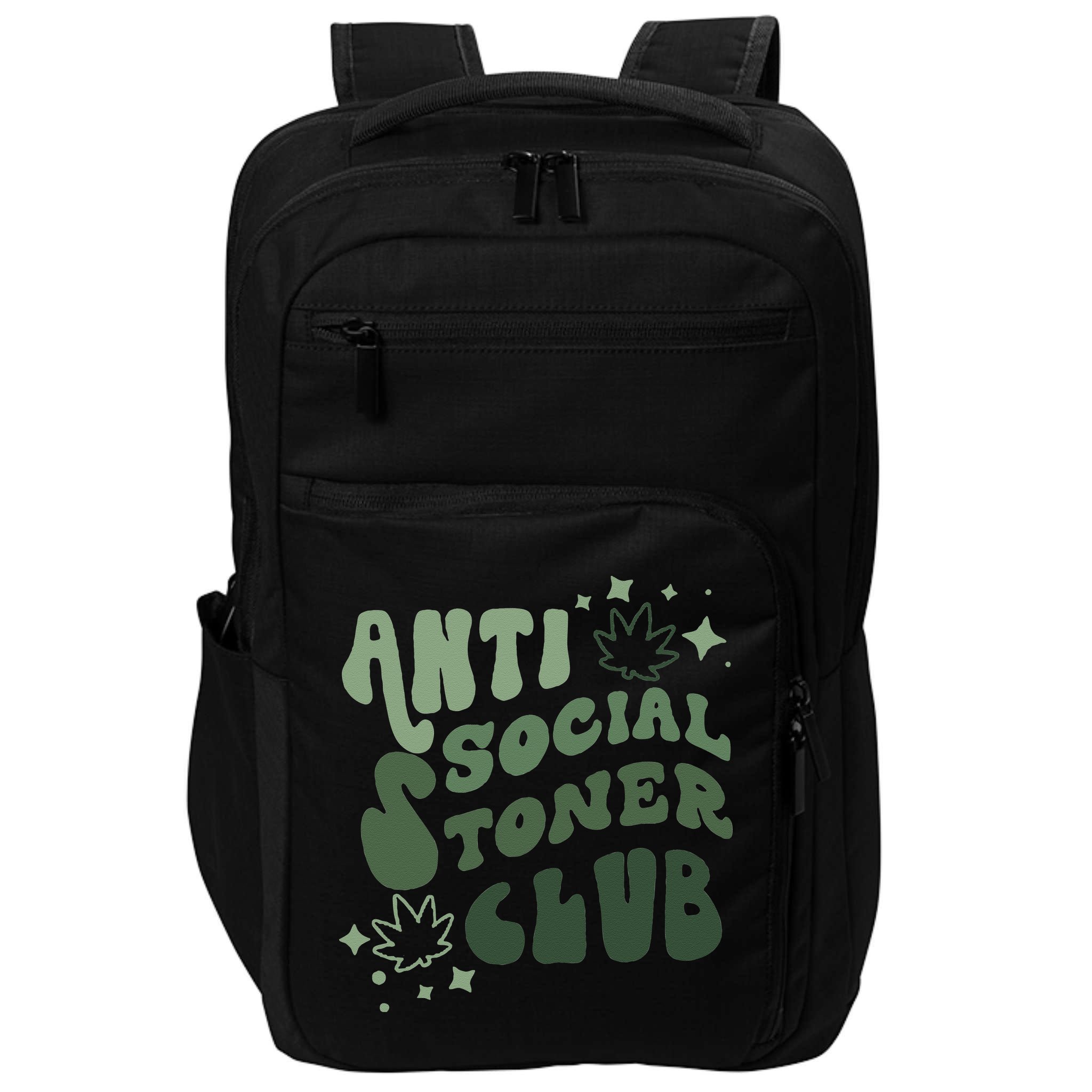Anti Social Stoner Club Funny Weed Quote Smoking Impact Tech Backpack