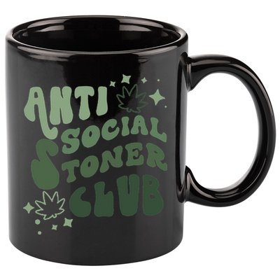Anti Social Stoner Club Funny Weed Quote Smoking 11oz C Handle Ceramic Mug