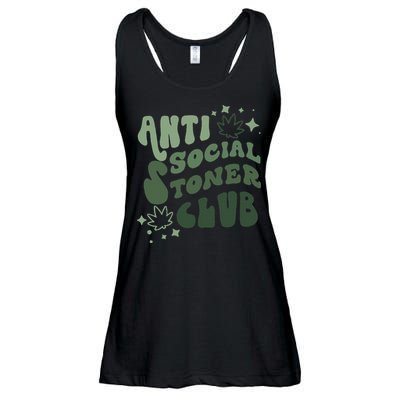 Anti Social Stoner Club Funny Weed Quote Smoking Ladies Essential Flowy Tank