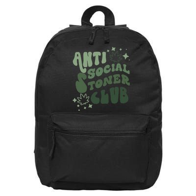 Anti Social Stoner Club Funny Weed Quote Smoking 16 in Basic Backpack