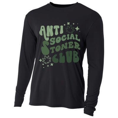 Anti Social Stoner Club Funny Weed Quote Smoking Cooling Performance Long Sleeve Crew