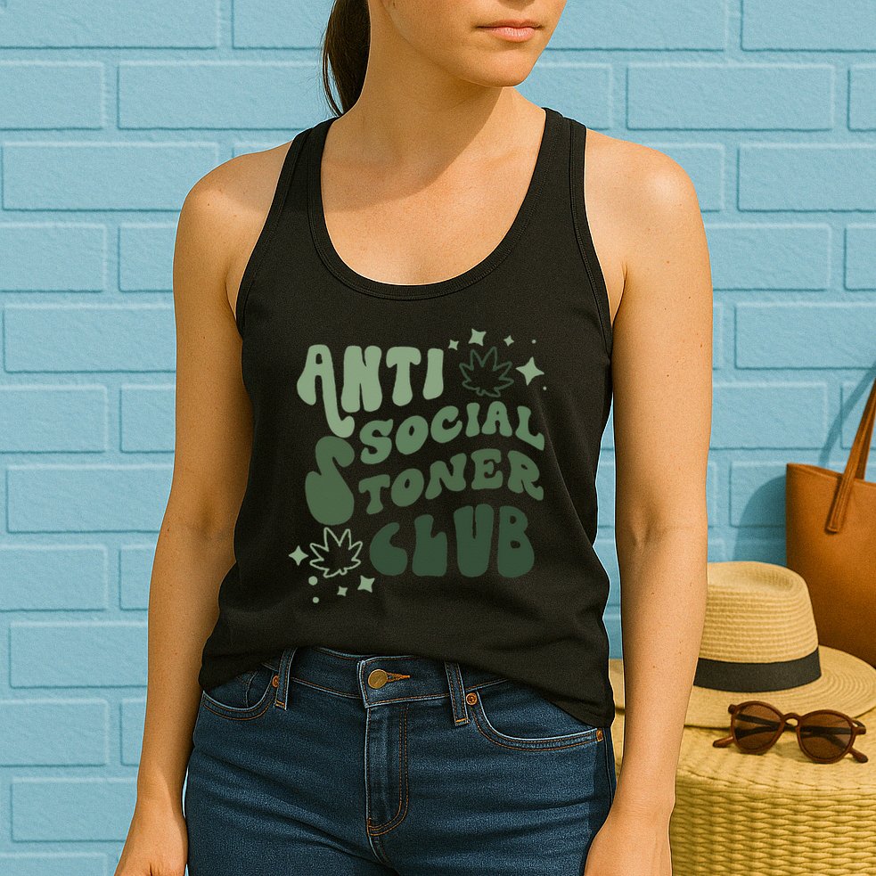 Anti Social Stoner Club Funny Weed Quote Smoking Womens Tank Top