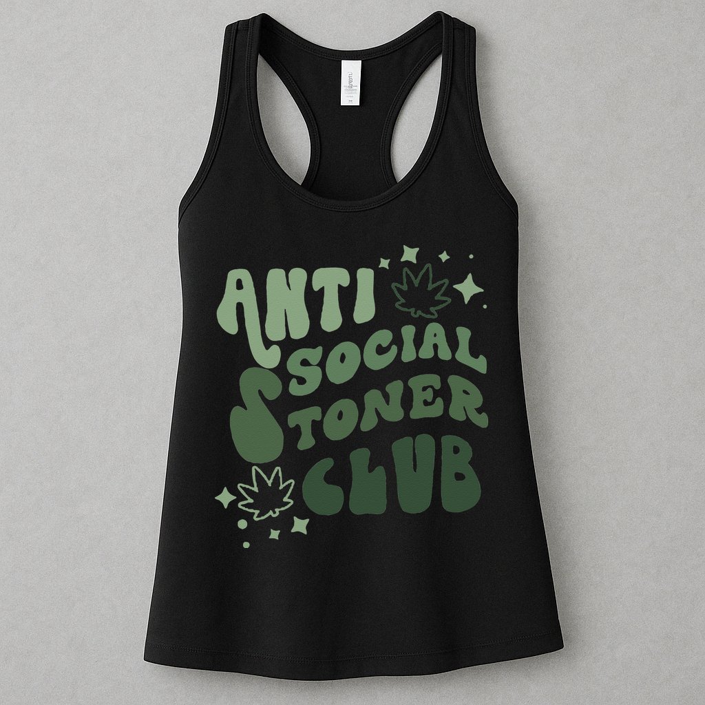 Anti Social Stoner Club Funny Weed Quote Smoking Womens Tank Top