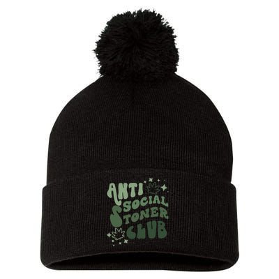 Anti Social Stoner Club Funny Weed Quote Smoking Pom Pom 12in Knit Beanie