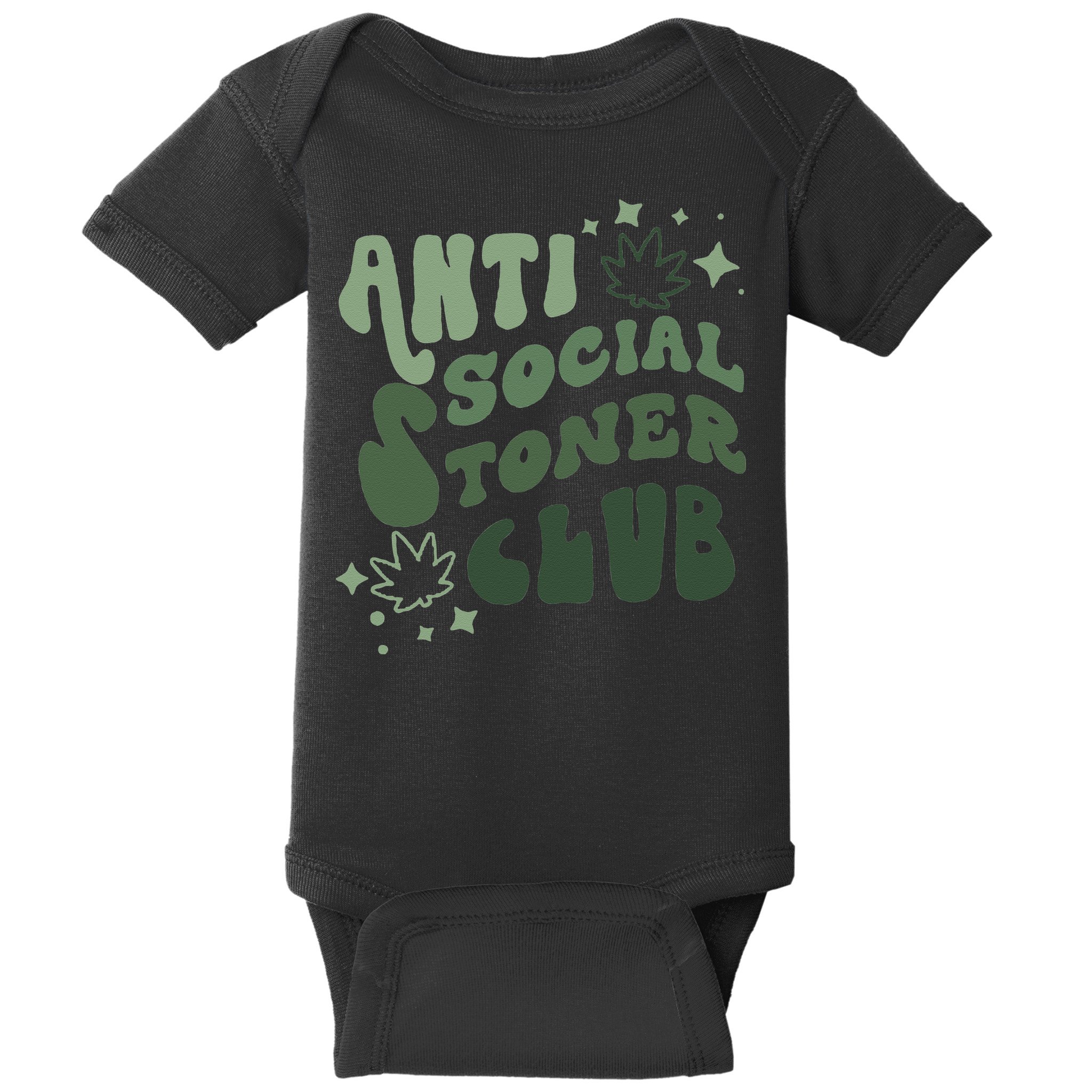 Anti Social Stoner Club Funny Weed Quote Smoking Baby Bodysuit