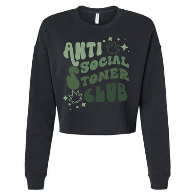 Anti Social Stoner Club Funny Weed Quote Smoking Cropped Pullover Crew