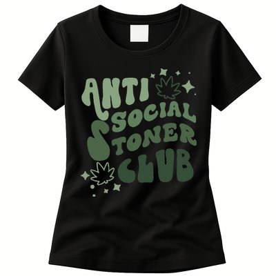 Anti Social Stoner Club Funny Weed Quote Smoking Womens T-Shirt