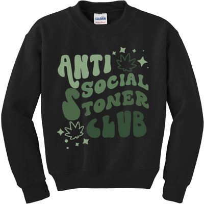 Anti Social Stoner Club Funny Weed Quote Smoking Kids Sweatshirt