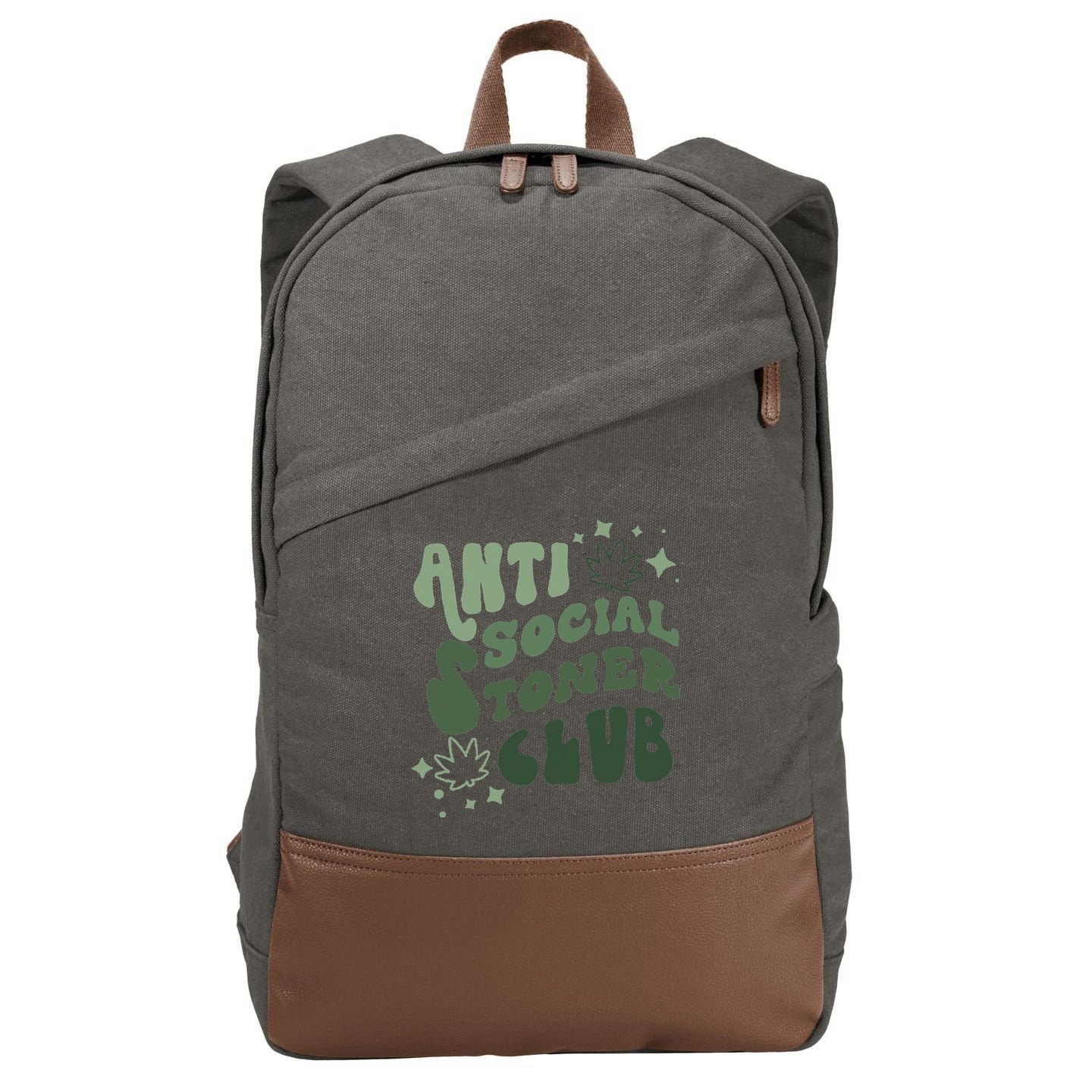 Anti Social Stoner Club Funny Weed Quote Smoking Cotton Canvas Backpack