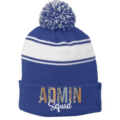 Admin Squad School Admin Assistant Principal Administrator Stripe Pom Pom Beanie