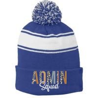 Admin Squad School Admin Assistant Principal Administrator Stripe Pom Pom Beanie