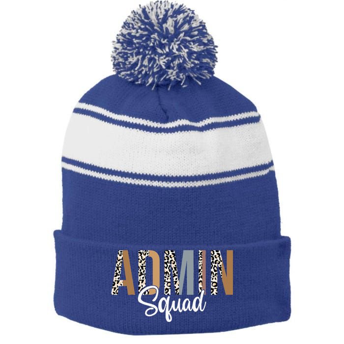 Admin Squad School Admin Assistant Principal Administrator Stripe Pom Pom Beanie