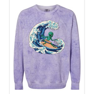 Alien Surfing Summer Surfer Colorblast Crewneck Sweatshirt