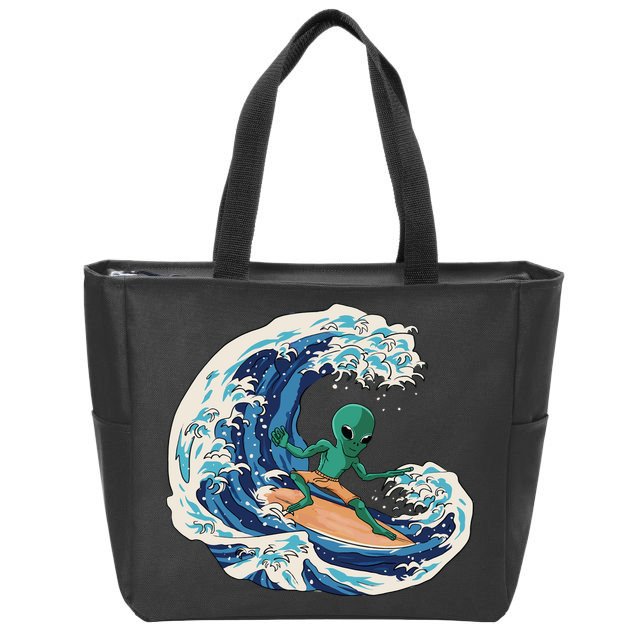 Alien Surfing Summer Surfer Zip Tote Bag