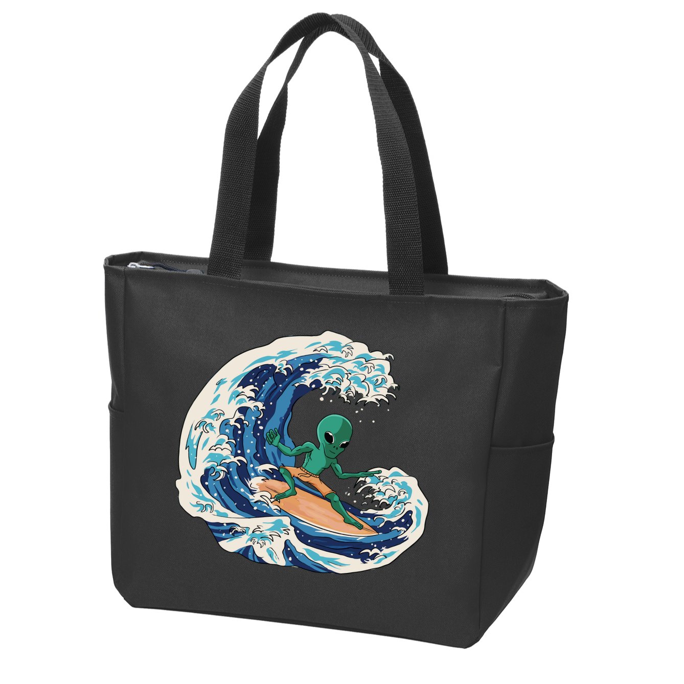 Alien Surfing Summer Surfer Zip Tote Bag