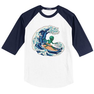 Alien Surfing Summer Surfer Baseball Sleeve Shirt