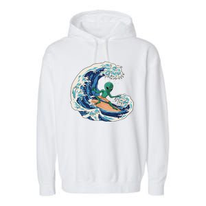 Alien Surfing Summer Surfer Garment-Dyed Fleece Hoodie