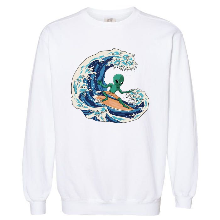 Alien Surfing Summer Surfer Garment-Dyed Sweatshirt