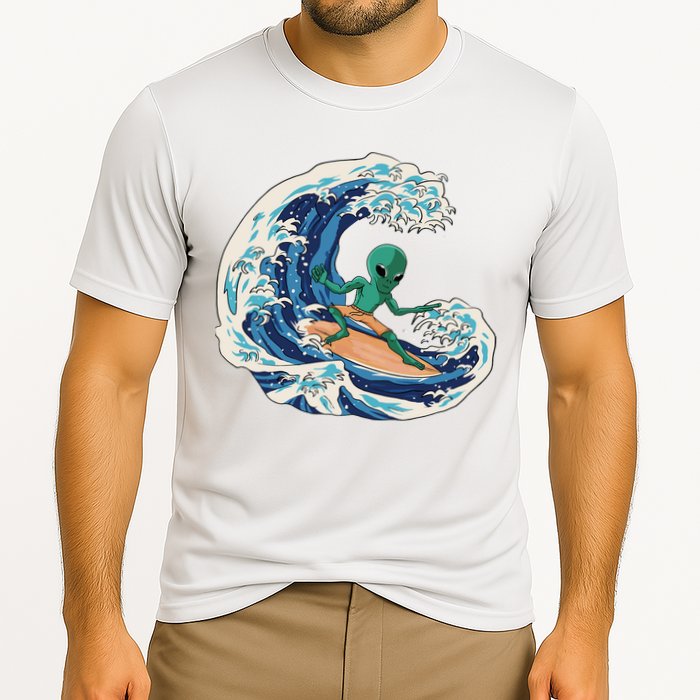 Alien Surfing Summer Surfer Cooling Performance Crew T-Shirt