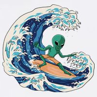 Alien Surfing Summer Surfer Cooling Performance Crew T-Shirt