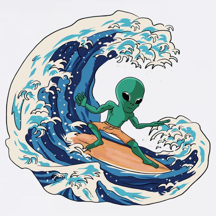 Alien Surfing Summer Surfer Cooling Performance Crew T-Shirt
