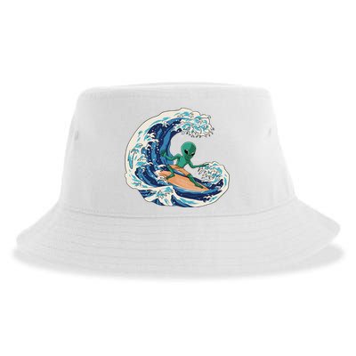 Alien Surfing Summer Surfer Sustainable Bucket Hat
