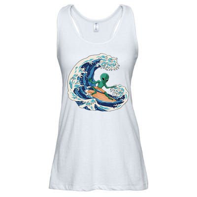 Alien Surfing Summer Surfer Ladies Essential Flowy Tank