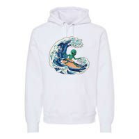 Alien Surfing Summer Surfer Premium Hoodie