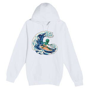 Alien Surfing Summer Surfer Premium Pullover Hoodie