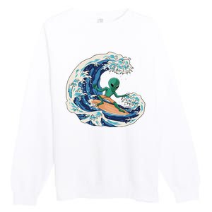 Alien Surfing Summer Surfer Premium Crewneck Sweatshirt