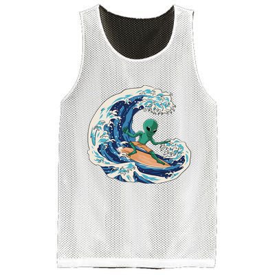 Alien Surfing Summer Surfer Mesh Reversible Basketball Jersey Tank