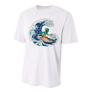 Alien Surfing Summer Surfer Performance Sprint T-Shirt