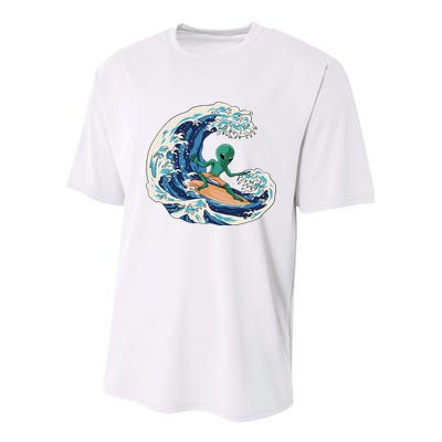 Alien Surfing Summer Surfer Youth Performance Sprint T-Shirt