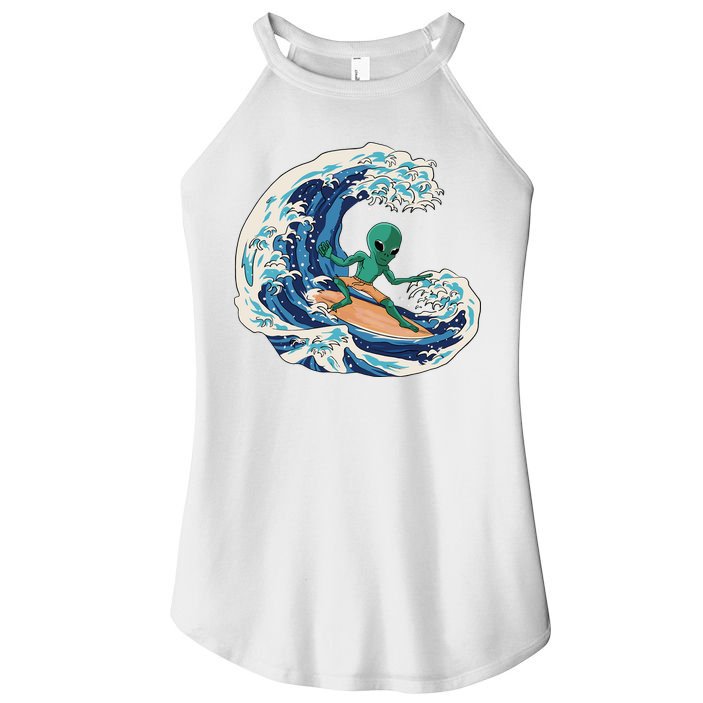 Alien Surfing Summer Surfer Women's Perfect Tri Rocker Tank