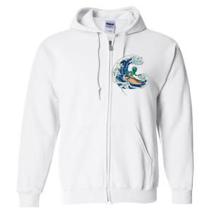 Alien Surfing Summer Surfer Full Zip Hoodie