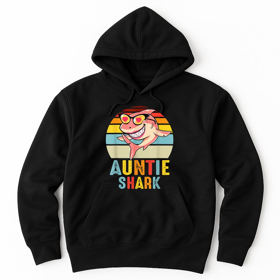 Auntie Shark Shirt Shark Family Happy Mother's Day Vintage Hoodie
