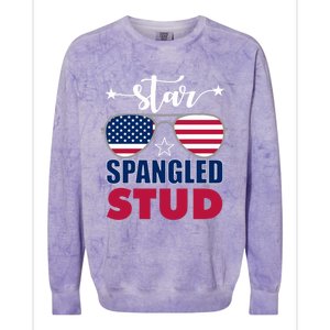 America Star Spangled Stud Graphic Funny Gift Colorblast Crewneck Sweatshirt