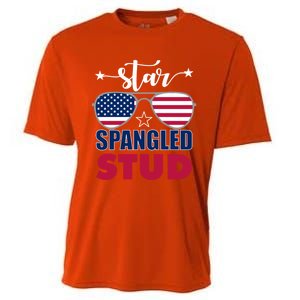 America Star Spangled Stud Graphic Funny Gift Cooling Performance Crew T-Shirt