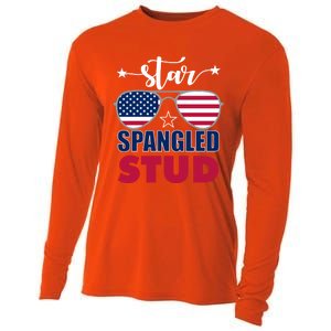 America Star Spangled Stud Graphic Funny Gift Cooling Performance Long Sleeve Crew