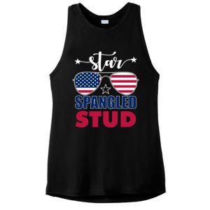 America Star Spangled Stud Graphic Funny Gift Ladies PosiCharge Tri-Blend Wicking Tank