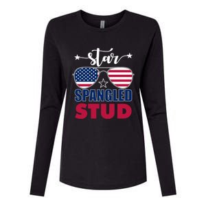 America Star Spangled Stud Graphic Funny Gift Womens Cotton Relaxed Long Sleeve T-Shirt