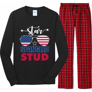 America Star Spangled Stud Graphic Funny Gift Long Sleeve Pajama Set