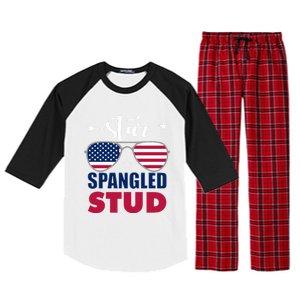 America Star Spangled Stud Graphic Funny Gift Raglan Sleeve Pajama Set